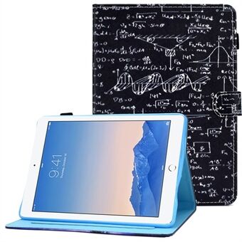 For iPad Air (2013) / Air 2 / iPad 9.7-inch (2017) / (2018) Stitched Leather Case Protective Tablet Cover Pattern Printed Magnetic Closure Shockproof Cover with Stand  /  Card Slots