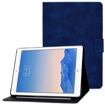 For iPad Air (2013) / Air 2 / iPad 9.7-inch (2017) / (2018) Shockproof Case Calf Textured Leather Tablet Folio Flip Cover Well-Protection Stand Case with Card Holder