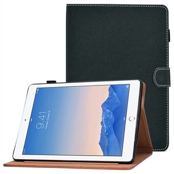 For iPad Air 2 / Air (2013) / iPad 9.7-inch (2017) / (2018) Solid Color Shockproof Case Stitched Folio Flip Cover Magnetic Closure Tablet Leather Case with Stand / Card Slots