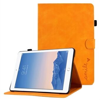 For iPad Air (2013) / Air 2 / iPad 9.7-inch (2017) / (2018) Solid Color Shockproof Case Anti-Fall Leather Folio Flip Cover Pattern Imprinted Tablet Stand Case with Card Slots