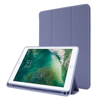 For iPad Air (2013) / Air 2 / 9.7-inch (2017) / 9.7-inch (2018) Skin-touch Feeling Shockproof Tablet Cover PU Leather + TPU Tri-fold Stand Tablet Case with Pen Slot