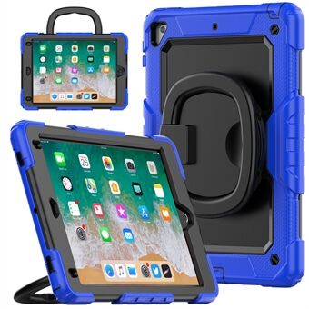 For iPad 9.7-inch (2017) / (2018)  /  iPad Pro 9.7 inch (2016) Protective Cover Anti-Fall Hard PC + Silicone Case with Shoulder Strap / Kickstand