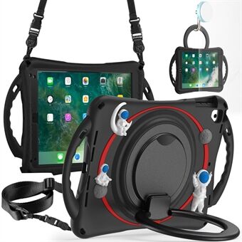 For iPad 9.7-inch (2017) / (2018) / iPad Pro 9.7 inch (2016) / iPad Air (2013) / Air 2 Tablet Case Astronaut PC+Silicone Kickstand Cover with Lanyard