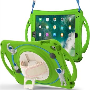 For iPad 9.7-inch (2017) / (2018) / iPad Pro 9.7 inch (2016) / iPad Air (2013) / Air 2 Kickstand Tablet Case Astronaut PC+Silicone Cover with Hand Strap / Shoulder Strap