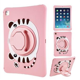 For iPad Air (2013) / Air 2 / iPad 9.7-inch (2017) / (2018) / Pro 9.7 inch (2016) Rotary Kickstand Tablet Case Cat Style PC+Silicone Cover