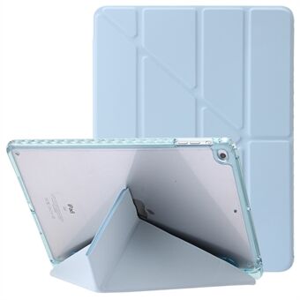 For iPad Air (2013) / Air 2 / iPad 9.7-inch (2017) / (2018) Leather+Clear Acrylic Tablet Case Origami Tri-fold Stand Tablet Cover