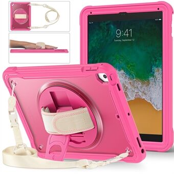 Tablet Case for iPad Air (2013) / Air 2 / iPad Pro 9.7 inch (2016) / iPad 9.7-inch (2017) / (2018) , Rotating Kickstand PC+TPU Cover with Shoulder Strap / Hand Strap