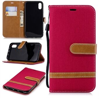 For iPhone XR 6.1 inch Assorted Color Jeans Cloth Wallet Stand Leather Phone Case