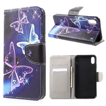 Pattern Printing Wallet Stand PU Leather Protector Shell for iPhone XR 6.1 inch