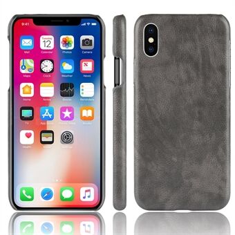 Litchi Skin Leather Coated Hard Plastic Case for iPhone XR 6.1 inch