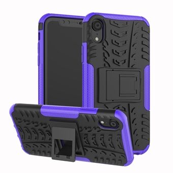 Tire Pattern Kickstand PC + TPU Combo Back Case for iPhone XR 6.1 inch