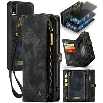 CASEME 008 Series Protective Cover for iPhone XR 6.1 inch, 2-in-1 Multi-slot Wallet Vintage PU Leather Case