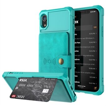 Leather Coated TPU Wallet Kickstand Casing with Built-in Magnetic Sheet for iPhone XR 6.1 inch