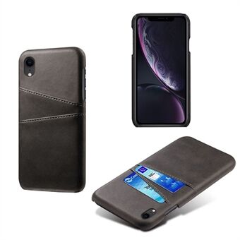 Dual Card Slots PU Leather Coated PC Case for iPhone XR 6.1 inch
