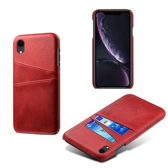 Dual Card Slots PU Leather Coated PC Case for iPhone XR 6.1 inch