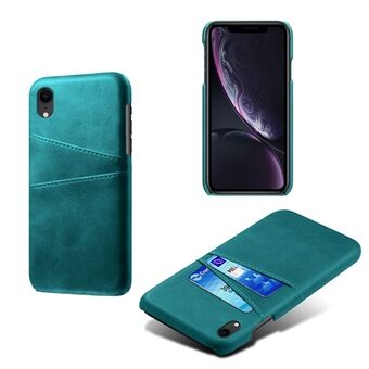 Dual Card Slots PU Leather Coated PC Case for iPhone XR 6.1 inch