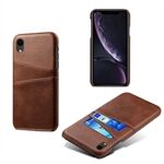 Dual Card Slots PU Leather Coated PC Case for iPhone XR 6.1 inch