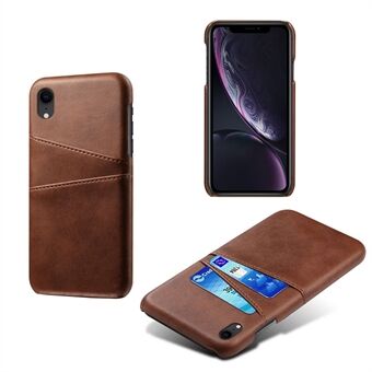 Dual Card Slots PU Leather Coated PC Case for iPhone XR 6.1 inch