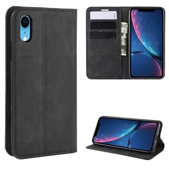 Silky Touch Leather Wallet Stand Cell Phone Case for iPhone XR 6.1 inch
