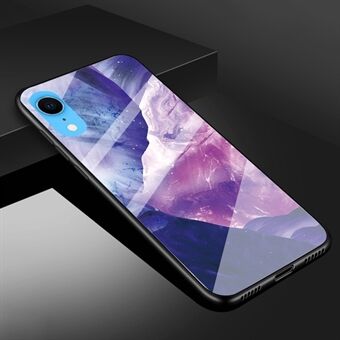 Marble Texture Tempered Glass Back + TPU Hybrid Phone Case for iPhone XR 6.1 inch
