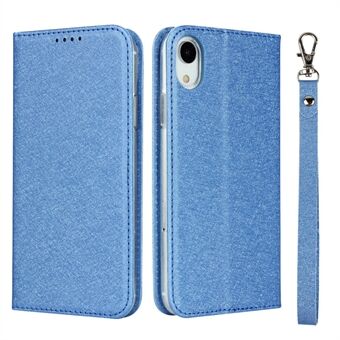 Silk Texture Leather Wallet Stand Phone Case Cover for iPhone XR 6.1-inch