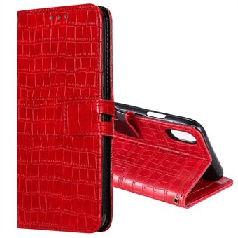 Crocodile Skin PU Leather Phone Case Wallet with Strap for Apple iPhone XR 6.1 inch