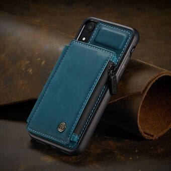 CASEME C20 Zipper Pocket Card Slots PU Leather Coated TPU Phone Cover for iPhone XR 6.1 inch