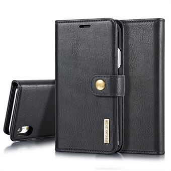 DG.MING Split Leather Wallet Cover for iPhone XR 6.1-inch, Stand Feature Detachable 2-in-1 Flip Case