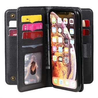 10 Card Slots Wallet Leather Case Phone Protective Shell Cover with Stand for iPhone XR 6.1 inch