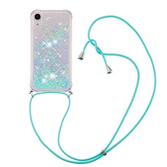 Glitter Quicksand Soft TPU Phone Case with Hands-free Lanyard for iPhone XR 6.1 inch