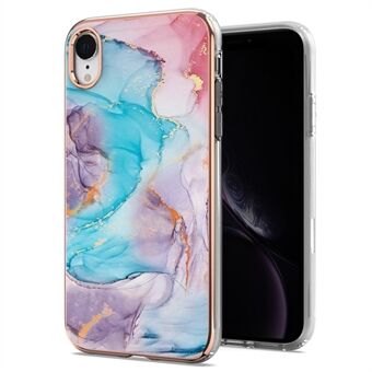For iPhone XR 6.1 inch Scratch-resistant Anti-fall Marble Design Electroplating IMD IML Soft TPU Phone Case