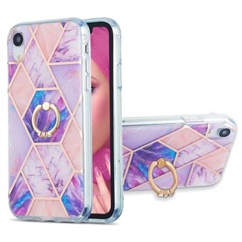Rotary Kickstand TPU Phone Cover Electroplating Marble Pattern Super Tough 2.0mm IMD IML Case for iPhone XR 6.1 inch
