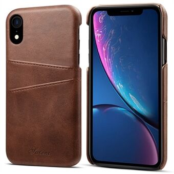 SUTENI PU Leather Coated PC Case Phone Back Cover Anti-Scratch Phone Protector with Card Holders for iPhone XR 6.1 inch