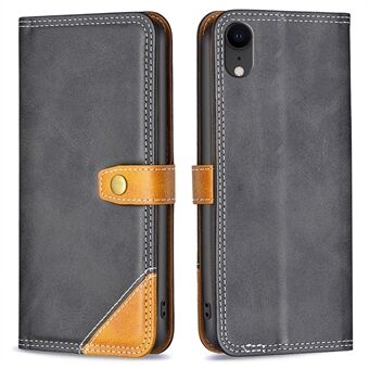 BINFEN COLOR for iPhone XR 6.1 inch BF Leather Series-8 12 Style Stand Book Style Shell, Card Slots Splicing Leather Case Double Stitching Lines Phone Cover
