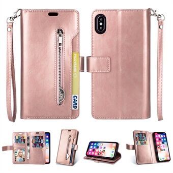 Multi-slot Wallet Zippered Leather Stand Phone Case for iPhone XR 6.1 inch