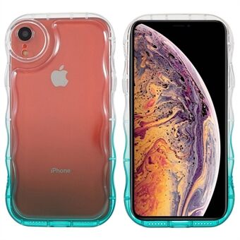 For iPhone XR 6.1 inch Glossy Well-protected Wave-shaped Edge Cover Gradient Soft TPU Phone Case