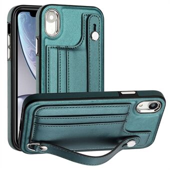 For iPhone XR 6.1 inch Card Slots Anti-Drop Case, YB Leather Coating Series-5 TPU Phone Cover with Kickstand
