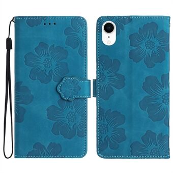 For iPhone XR 6.1 inch Flowers Pattern Anti-drop Phone Case PU Leather Stand Wallet Cover