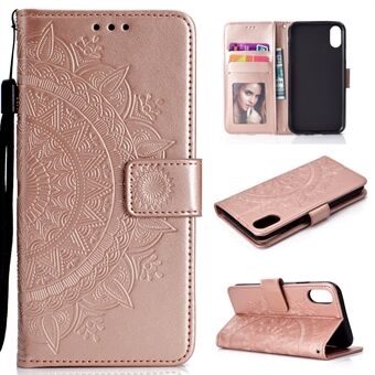 Imprinted Mandala Pattern Wallet Leather Case for iPhone XS Max 6.5 inch