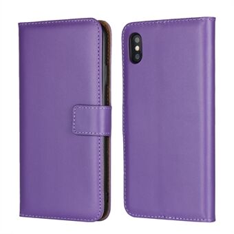 For iPhone XS Max 6.5 inch Genuine Split Leather Stand Wallet Folio Case