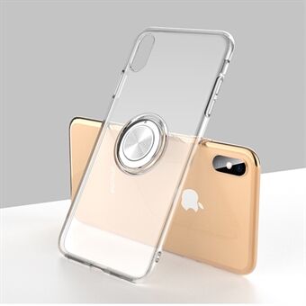 Finger Ring Kickstand Clear TPU Cover for iPhone XS Max 6.5 inch (Built-in Magnetic Metal Sheet)
