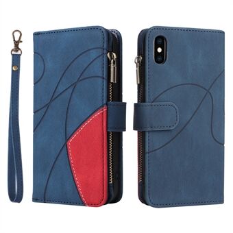 KT Multi-function Series-5 For iPhone XS Max 6.5 inch Imprinted Curved Line Pattern Phone Case Bi-color PU Leather Wallet Design Smartphone Covering