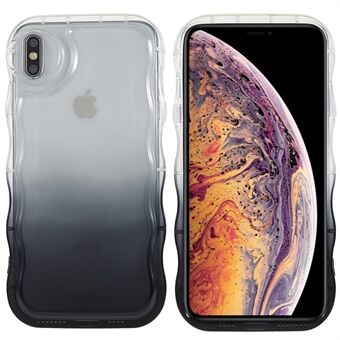 For iPhone XS Max 6.5 inch Glossy Anti-scratch Soft TPU Wave-shaped Edge Cover Gradient Mobile Phone Case