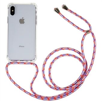 For iPhone XS Max 6.5 inch Shockproof TPU+Acrylic Phone Cover Transparent Case with Adjustable Lanyard
