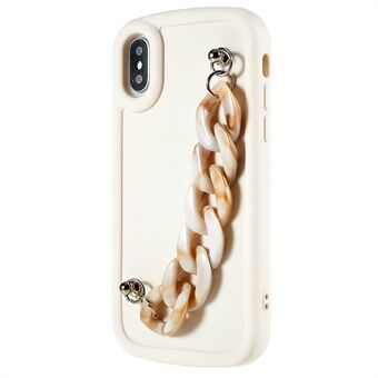 For iPhone XS Max 6.5 inch Soft Flexible TPU Phone Case Matte Finish Coating Phone Cover with Chain Hand Strap