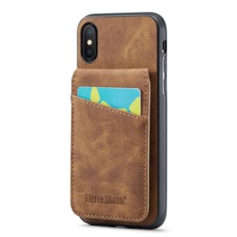 FIERRE SHANN Kickstand Phone Case for iPhone XS Max 6.5 inch PU Leather + TPU Cover with Card Holder
