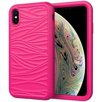 For iPhone XS Max 6.5 inch Detachable 2-in-1 PC+Silicone Phone Case Anti-Slip Wave Texture Cover