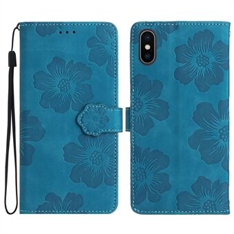 For iPhone XS Max 6.5 inch Flowers Imprint Drop-proof Shell PU Leather Wallet Flip Stand Cover