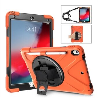 For iPad Air 10.5 inch (2019) [X-Shape] PC + TPU Combo 360 Degree Swivel Kickstand Case with Hand Strap and Shoulder Strap