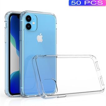 50Pcs/Pack Clear Acrylic + TPU Hybrid Back Case for iPhone 11 6.1 inch (2019) - Transparent